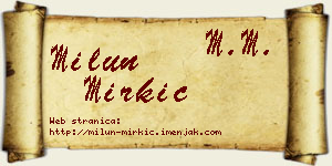 Milun Mirkić vizit kartica